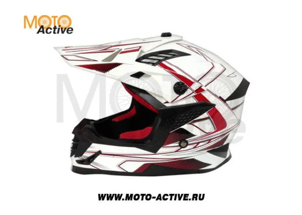 Шлем (кроссовый) ATAKI SC-16 Rift, красный/белый глянцевый